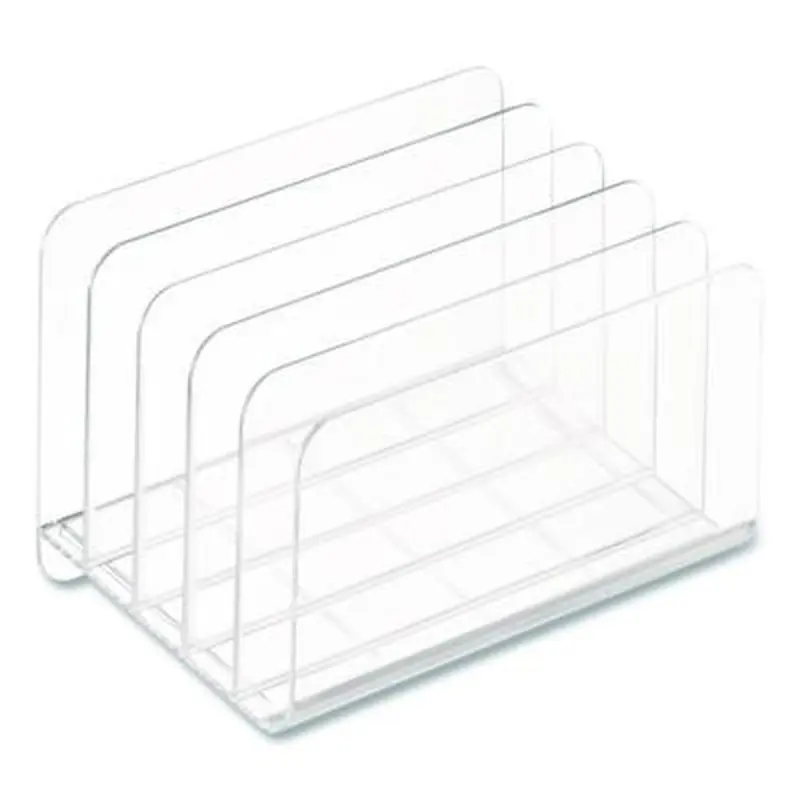 5-Compartment Plastic Incline Sorter, 8.5 x 11 Size, 6.26 x 9.49 x 6.5, Clear - Desktop Document Racks & Sorters | TRU RED