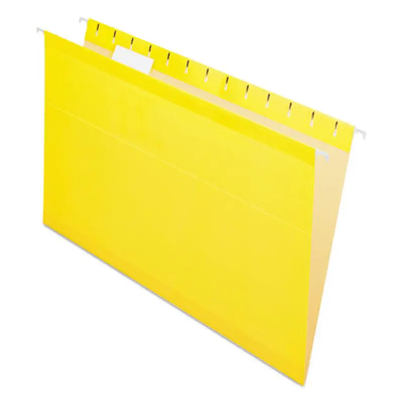 Colored Reinforced Hanging Folders, Legal Size, 1/5-Cut Tabs, Yellow, 25/Box - Hanging File Folders | Pendaflex
