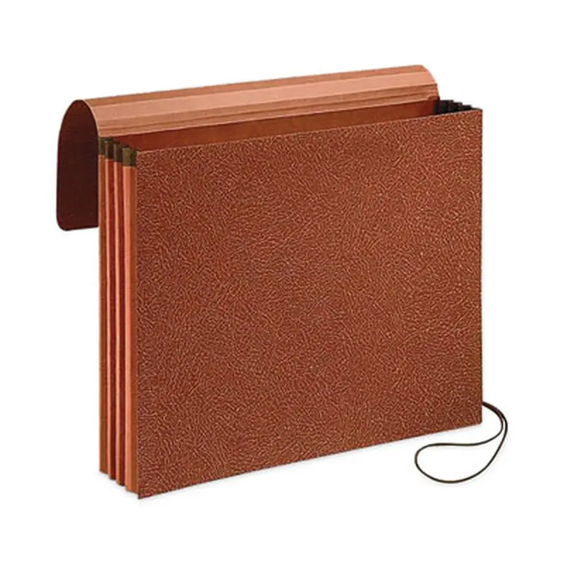 Earthwise by Pendaflex Recycled Expanding Wallet, 5.25" Expansion, 1 Section, Elastic Cord Closure, Legal Size, Redrope - File Jackets/Sleeves/Wallets | Pendaflex