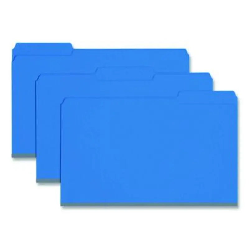 Expanding Recycled Heavy Pressboard Folders, 1/3-Cut Tabs: Assorted, Legal Size, 1" Expansion, Dark Blue, 25/Box - File Folders | Smead