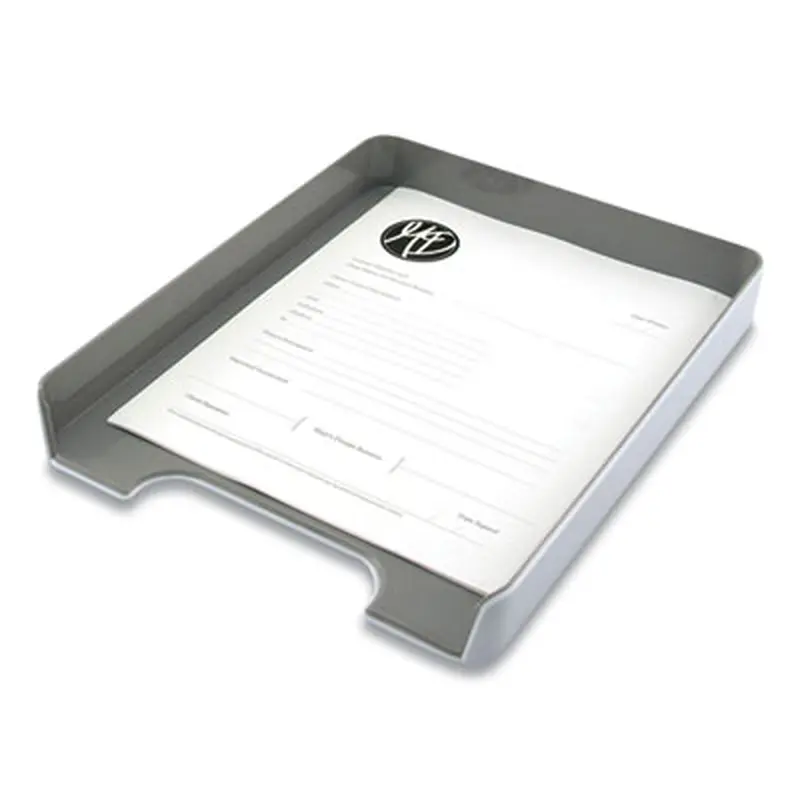Fusion Letter Tray, 1 Section, Letter Size Files, 12.63 x 10 x 1.75, White/Gray - Desktop Document Racks & Sorters | Advantus