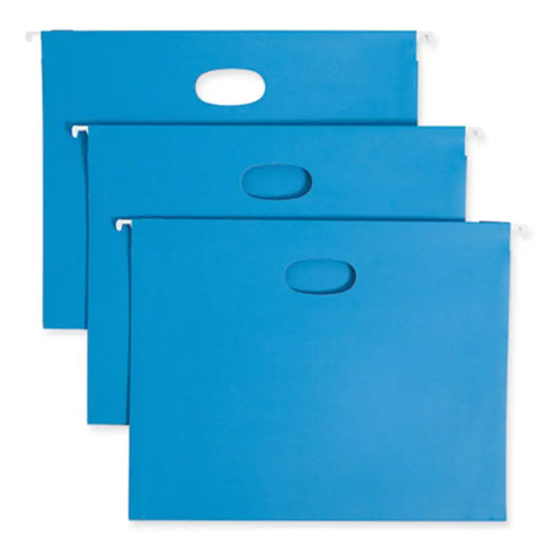 Hanging Pockets with Full-Height Gusset, 1 Section, 2" Capacity, Letter Size, 1/5-Cut Tabs, Sky Blue, 25/Box - Hanging File Folders | Smead