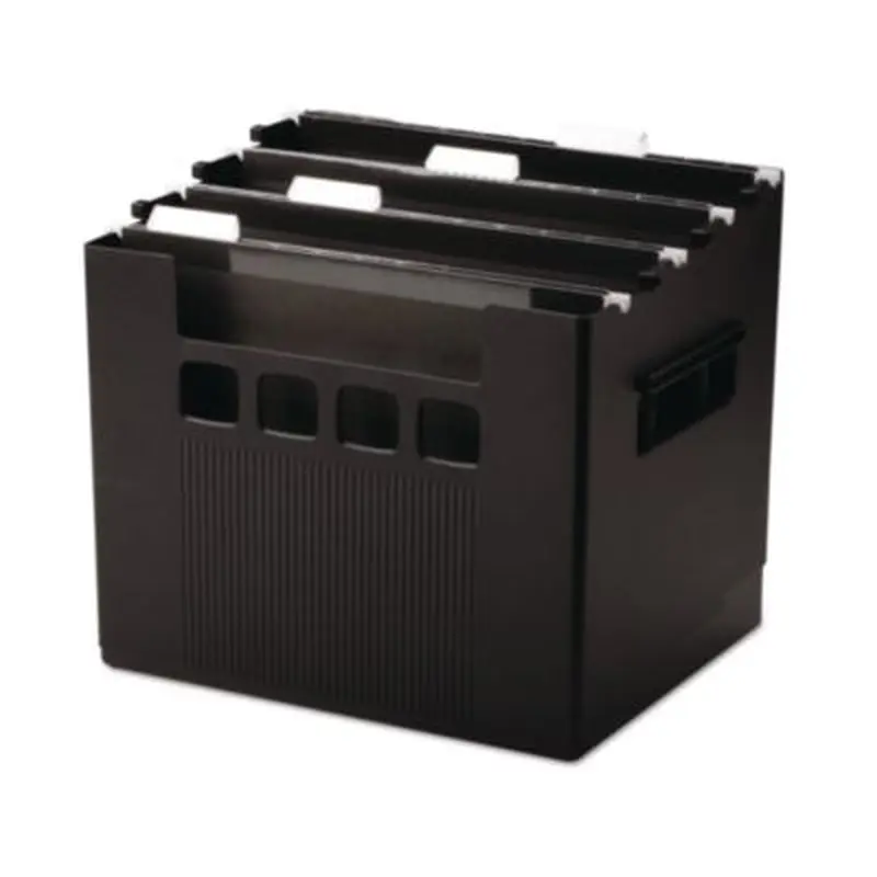 Portable Desktop File With Hanging Folders, Letter Size, 10" Long, Black - Hanging File Folder Racks | Pendaflex