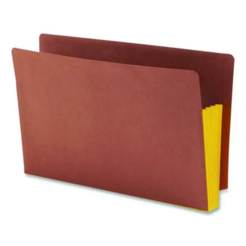 Redrope Drop-Front End Tab File Pockets, Fully Lined 6.5" High Gussets, 3.5" Expansion, Legal Size, Redrope/Yellow, 10/Box - File Jackets/Sleeves/Wallets | Smead