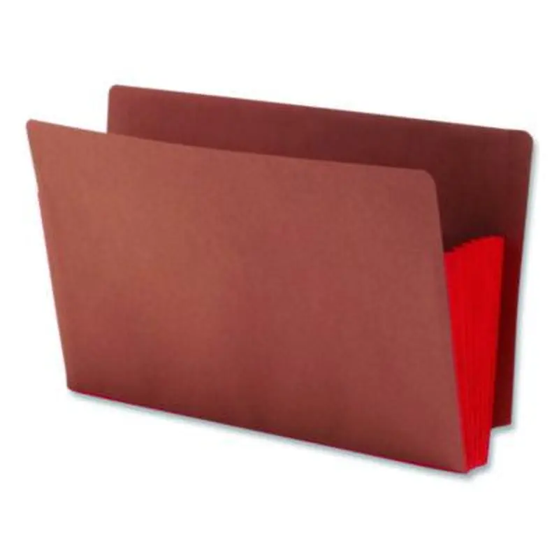 Redrope Drop-Front End Tab File Pockets, Fully Lined 6.5" High Gussets, 5.25" Expansion, Legal Size, Redrope/Red, 10/Box - File Jackets/Sleeves/Wallets | Smead