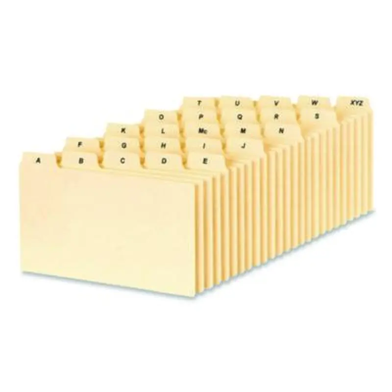A-Z Index Card Files, 1/5-Cut Top Tab, Assorted Position, 3 x 5, Manila, 25/Set - File Guides | Oxford
