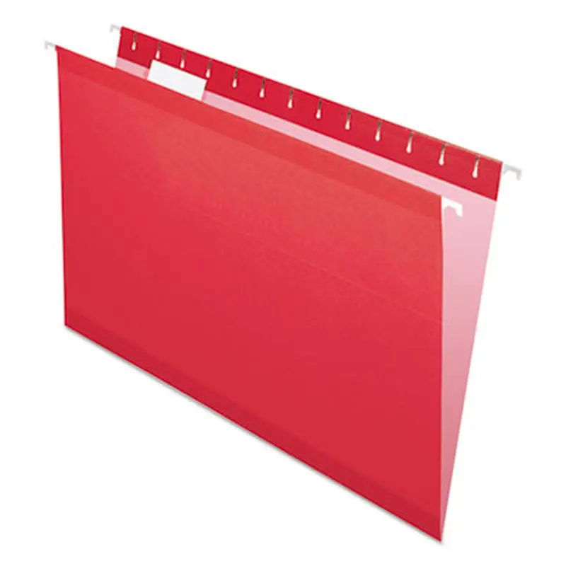 Colored Reinforced Hanging Folders, Legal Size, 1/5-Cut Tabs, Red, 25/Box - Hanging File Folders | Pendaflex