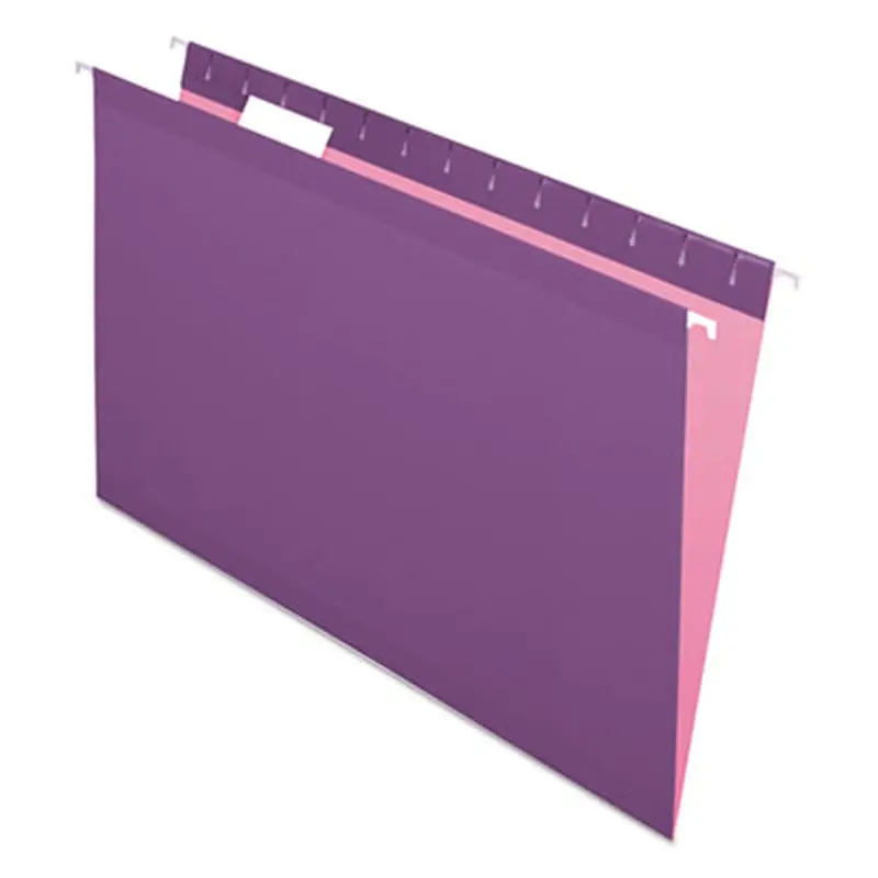 Colored Reinforced Hanging Folders, Legal Size, 1/5-Cut Tabs, Violet, 25/Box - Hanging File Folders | Pendaflex
