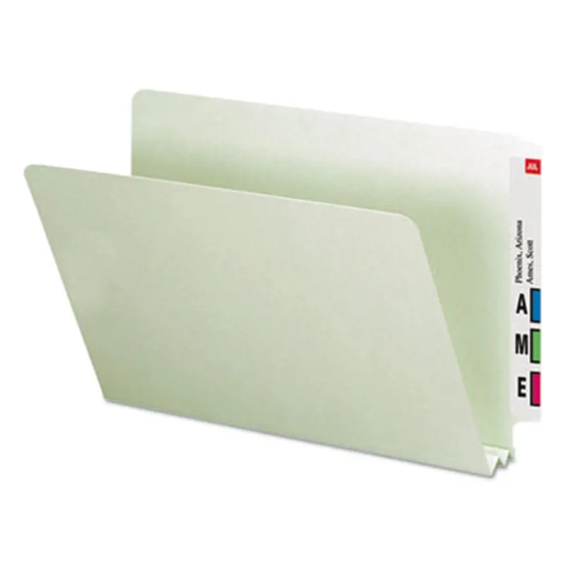 Extra-Heavy Recycled Pressboard End Tab Folders, Straight Tabs, Legal Size, 2" Expansion, Gray-Green, 25/Box - File Folders | Smead