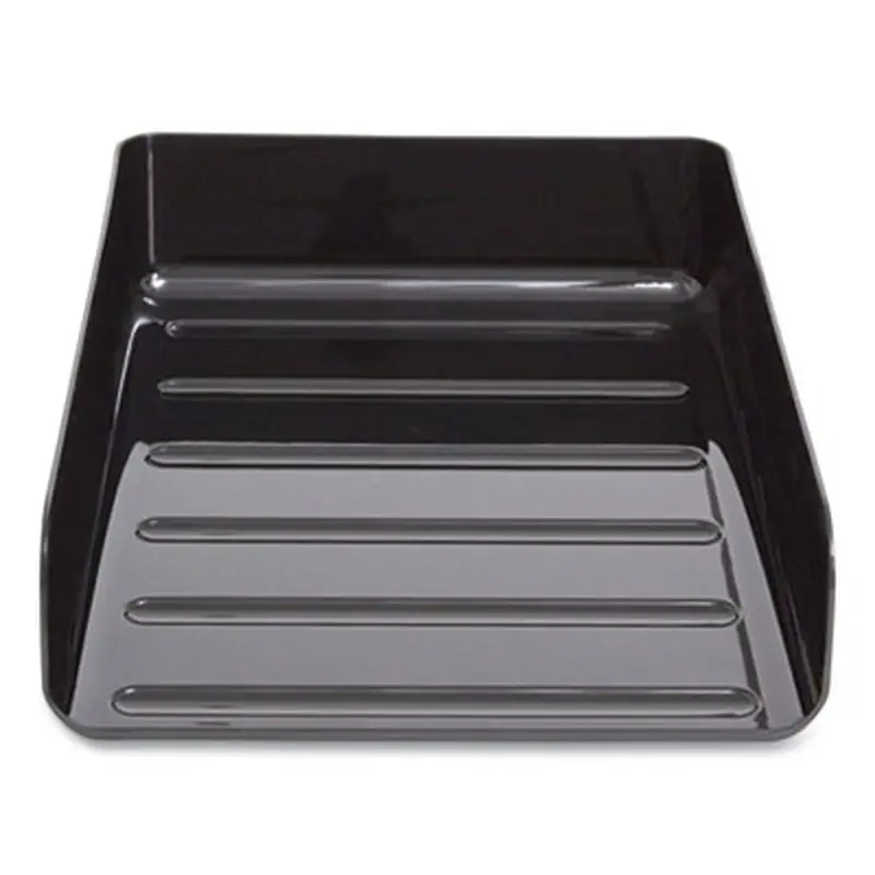 Front-Load Stackable Plastic Document Tray, 1 Section, Letter-Size, 9.81 x 12.56 x 3.01, Black, 2/Pack - Desktop Document Racks & Sorters | TRU RED