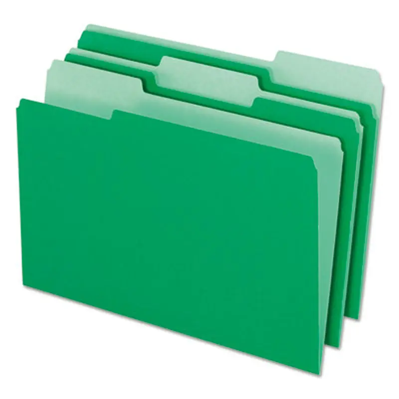 Interior File Folders, 1/3-Cut Tabs: Assorted, Legal Size, Green, 100/Box - File Folders | Pendaflex