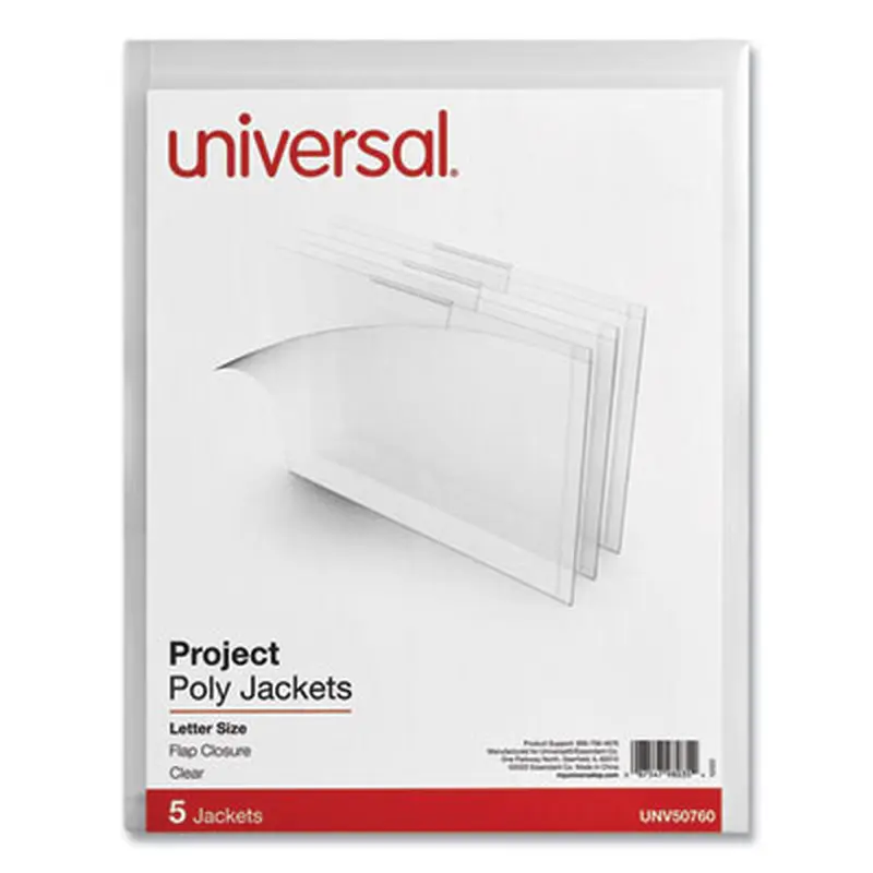 Project Poly Jackets, Letter Size, Clear, 5/Pack - Project Folders | Universal