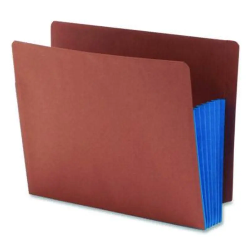 Redrope Drop-Front End Tab File Pockets, Fully Lined 6.5" High Gussets, 5.25" Expansion, Letter Size, Redrope/Blue, 10/Box - File Jackets/Sleeves/Wallets | Smead