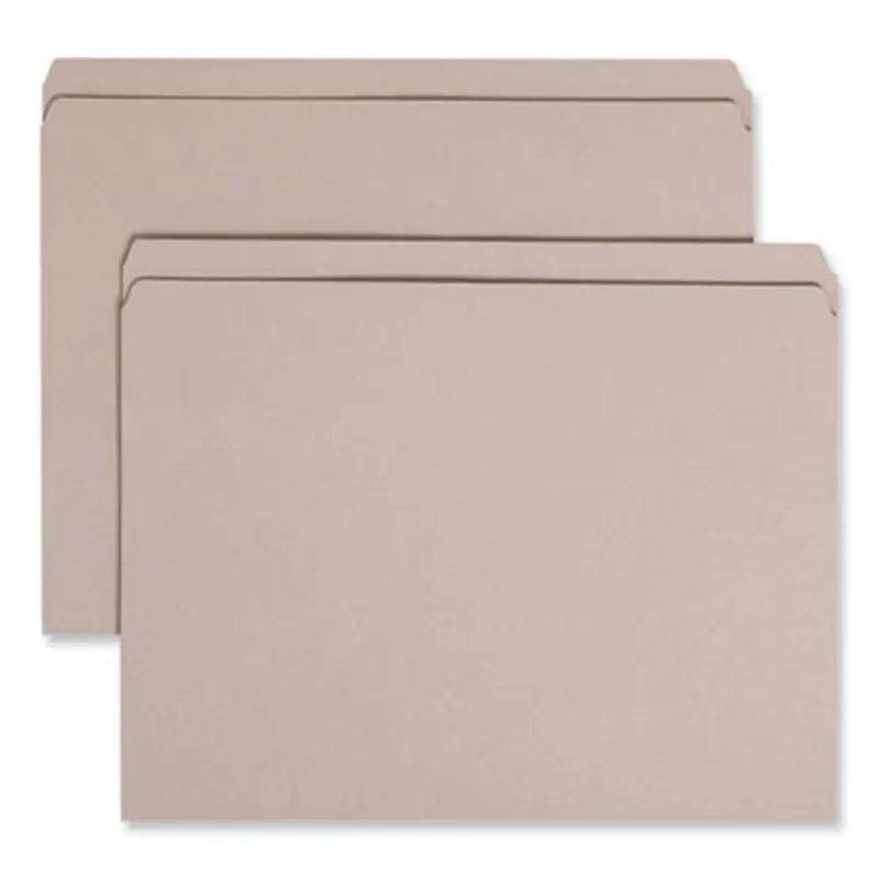 Reinforced Top Tab Colored File Folders, Straight Tabs, Letter Size, 0.75" Expansion, Gray, 100/Box - File Folders | Smead
