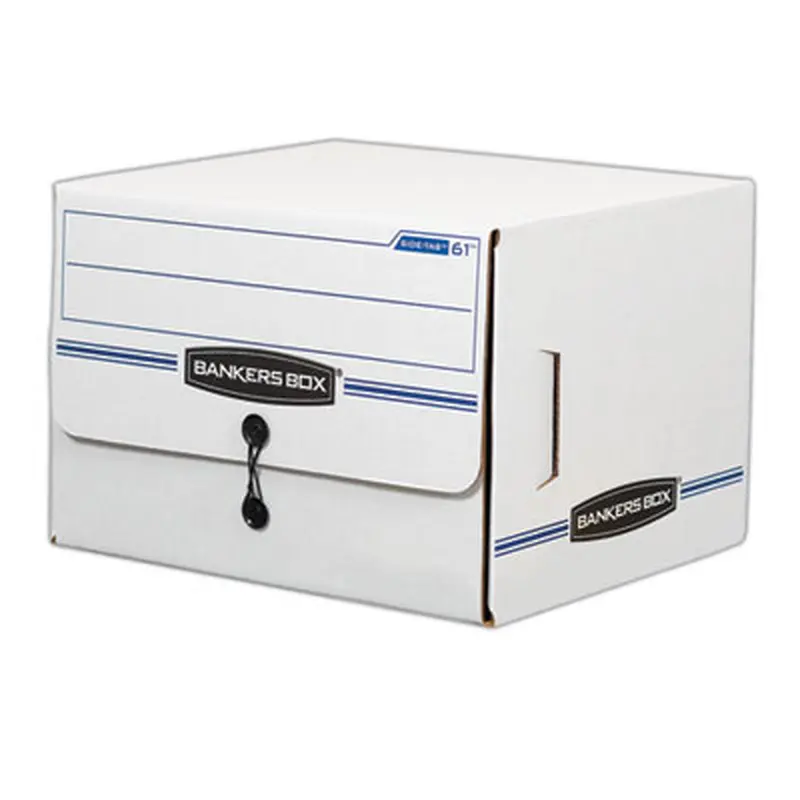 SIDE-TAB Storage Boxes, Letter Files, White/Blue, 12/Carton - File Boxes | Bankers Box
