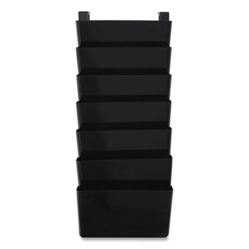 Unbreakable Plastic Wall File, 7 Sections, Letter Size, 13" x 3.81" x 30.78", Black - Hanging File Systems | TRU RED