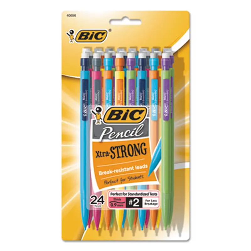 Xtra-Strong Mechanical Pencil Value Pack, 0.9 mm, HB (#2), Black Lead, Assorted Barrel Colors, 24/Pack - Pencils | BIC