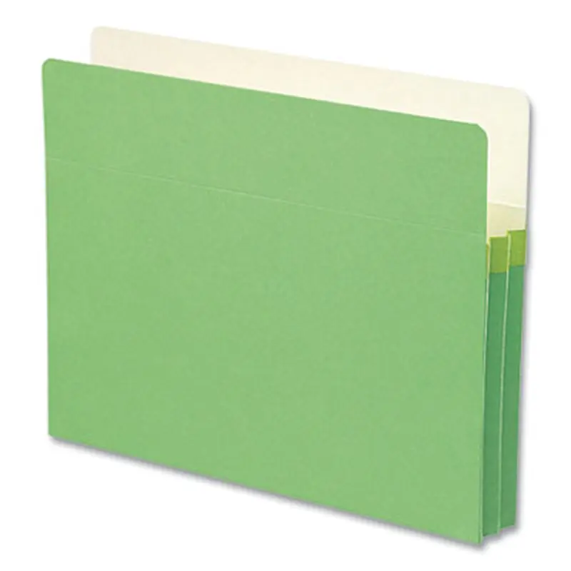 Colored File Pockets, 1.75" Expansion, Letter Size, Green - File Jackets/Sleeves/Wallets | Smead