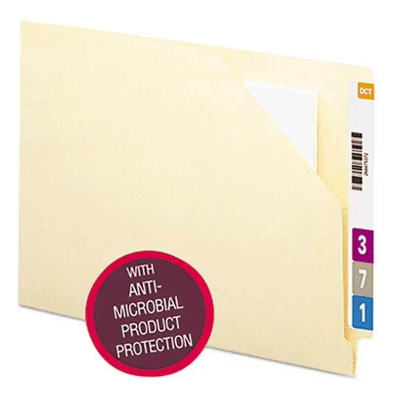 End Tab File Jacket with Antimicrobial Product Protection, Shelf-Master Reinforced Straight Tab, Letter Size, Manila, 100/Box - File Jackets/Sleeves/Wallets | Smead