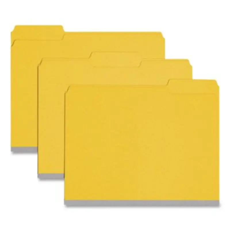Expanding Recycled Heavy Pressboard Folders, 1/3-Cut Tabs: Assorted, Letter Size, 1" Expansion, Yellow, 25/Box - File Folders | Smead