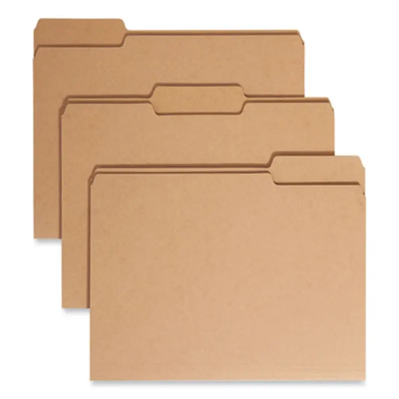 Heavyweight Kraft File Folder, 1/3-Cut Tabs: Assorted, Letter Size, 0.75" Expansion, 17-pt Kraft, Brown, 50/Box - File Folders | Smead