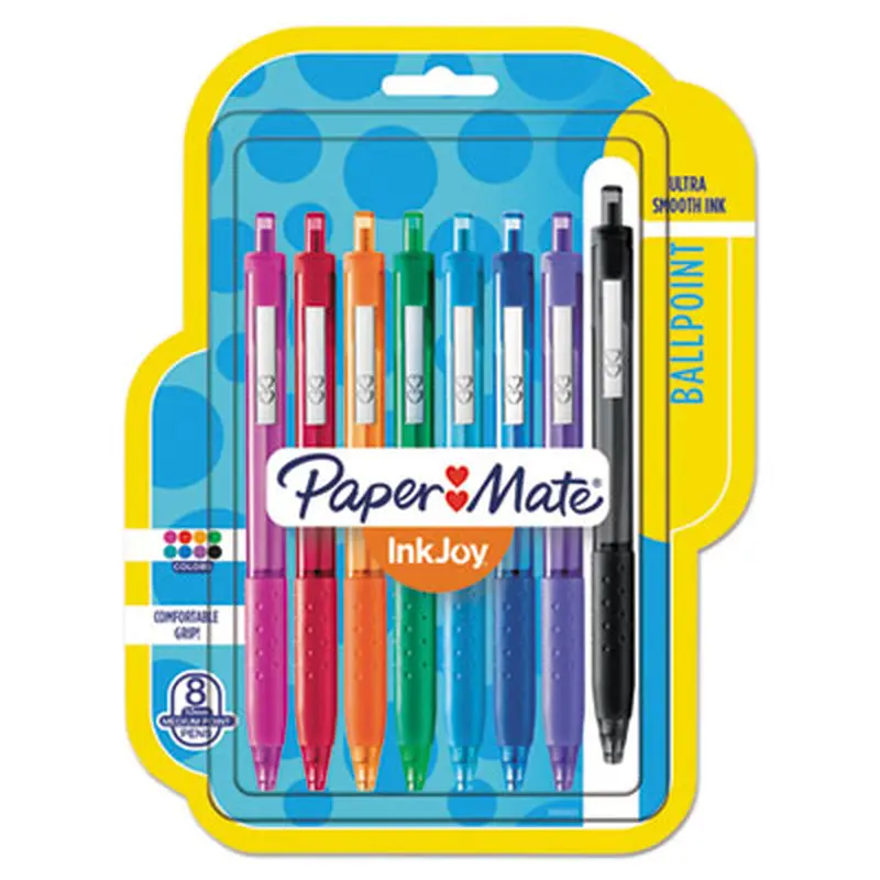 InkJoy 300 RT Ballpoint Pen, Retractable, Medium 1 mm, Assorted Ink and Barrel Colors, 8/Pack - Pens | Paper Mate