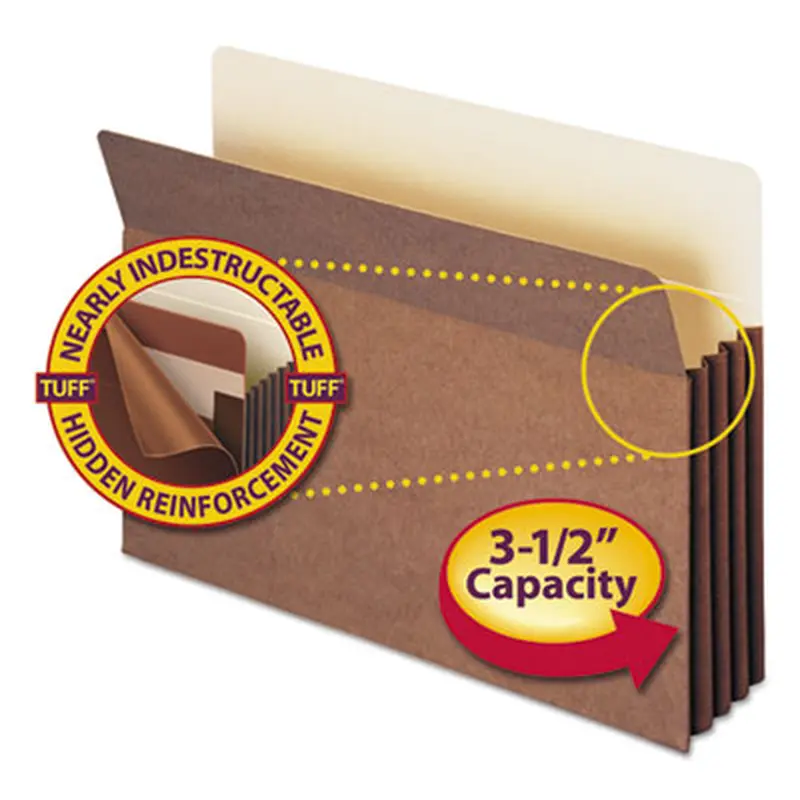 Redrope TUFF Pocket Drop-Front File Pockets with Fully Lined Gussets, 3.5" Expansion, Legal Size, Redrope, 10/Box - File Jackets/Sleeves/Wallets | Smead