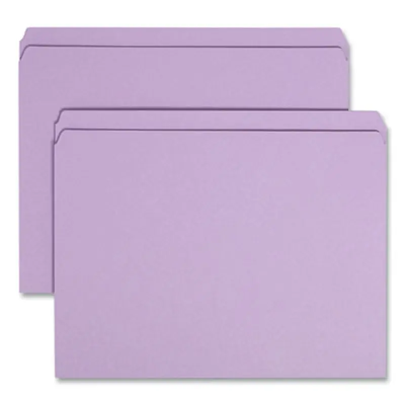 Reinforced Top Tab Colored File Folders, Straight Tabs, Letter Size, 0.75" Expansion, Lavender, 100/Box - File Folders | Smead