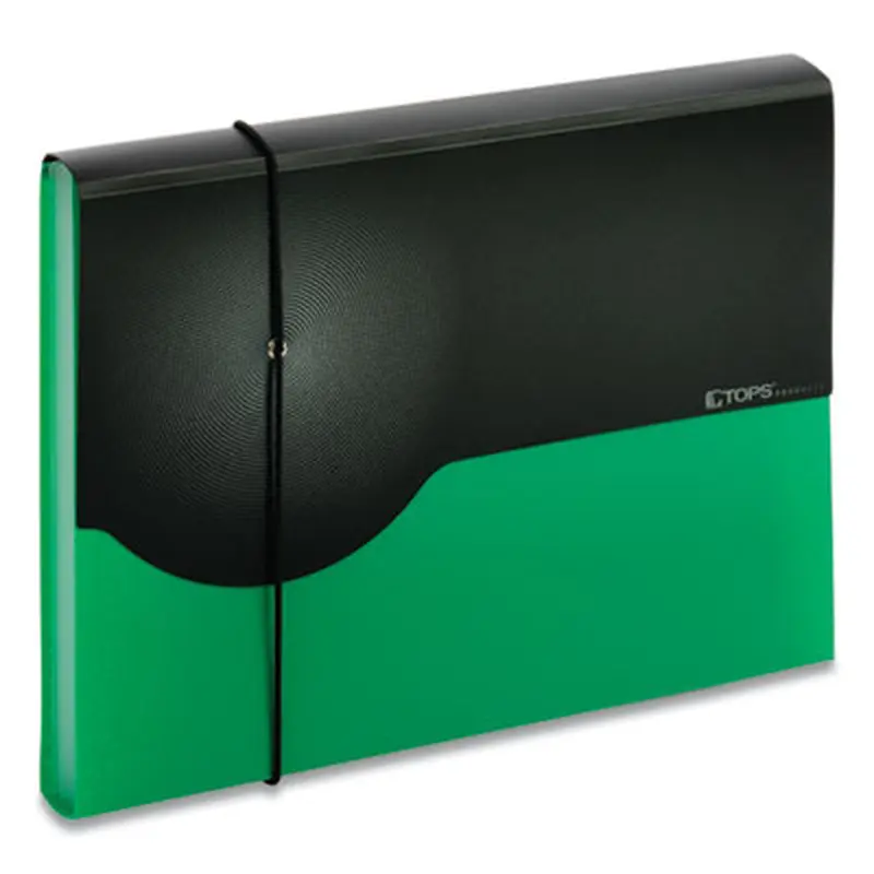 Seven-Pocket Poly Expanding File, 1" Expansion, 7 Sections, Elastic Cord Closure, 1/6-Cut Tabs, Letter Size, Green - File Jackets/Sleeves/Wallets | Pendaflex