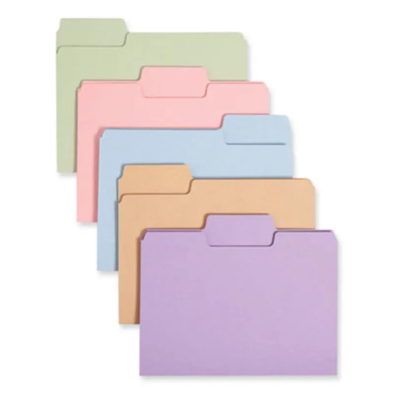 SuperTab Colored File Folders, 1/3-Cut Tabs: Assorted, Letter Size, 0.75" Expansion, 11-pt Stock, Color Assortment 2, 100/Box - File Folders | Smead