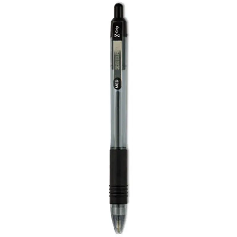Z-Grip Ballpoint Pen, Retractable, Medium 1 mm, Black Ink, Clear/Black Barrel, 12/Pack - Pens | Zebra