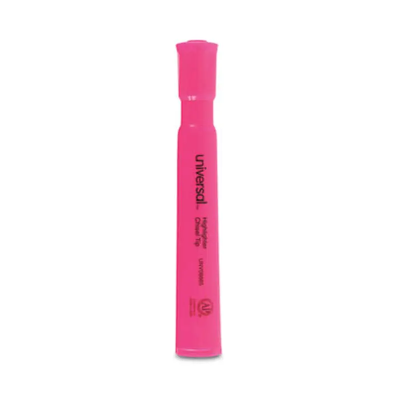 Desk Highlighters, Fluorescent Pink Ink, Chisel Tip, Pink Barrel, Dozen - Highlighters | Universal