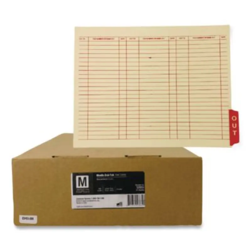 End Tab Out Cards, 12.25 x 9.5, Manila/Red, 100/Box - File Guides | Medical Arts Press