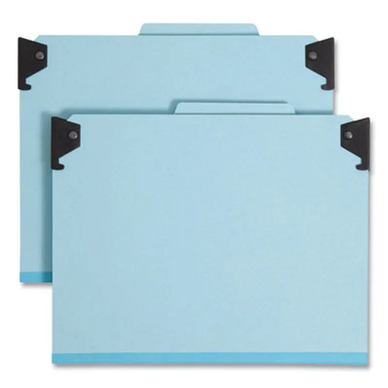 FasTab Hanging Pressboard Classification Folders, 1 Divider, Letter Size, Blue - Hanging File Folders | Smead