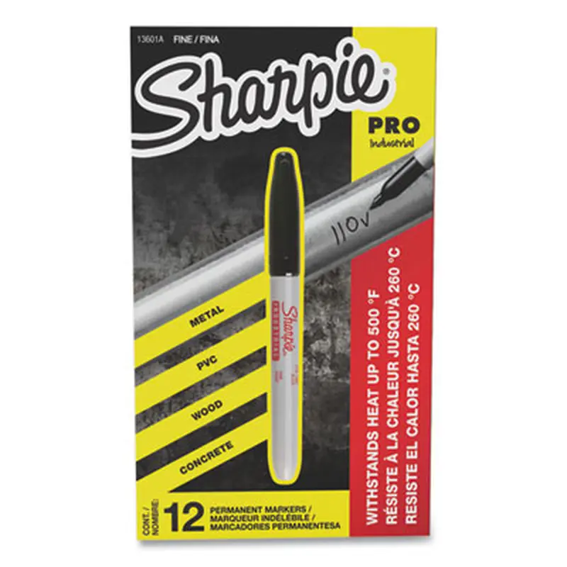 Industrial Permanent Marker, Fine Bullet Tip, Black, Dozen - Markers | Sharpie