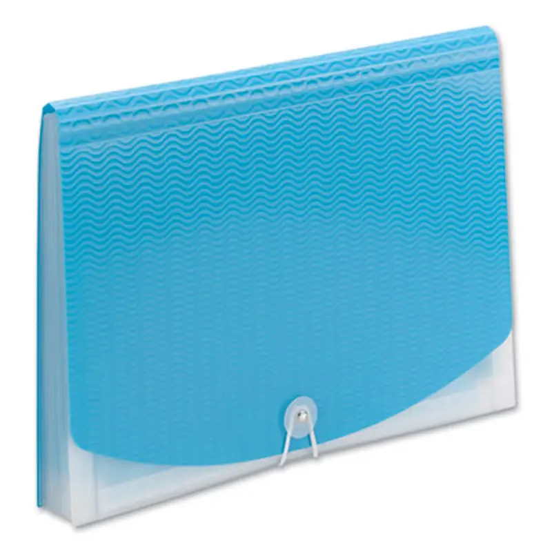 Poly Expanding Folders, 12 Sections, Cord/Hook Closure, 1/6-Cut Tabs, Letter Size, Teal/Clear - File Jackets/Sleeves/Wallets | Smead