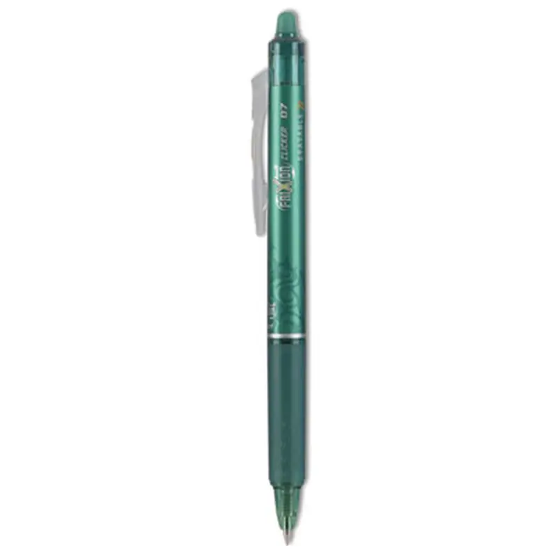 FriXion Clicker Erasable Gel Pen, Retractable, Fine 0.7 mm, Green Ink, Green Barrel, Dozen - Pens | Pilot