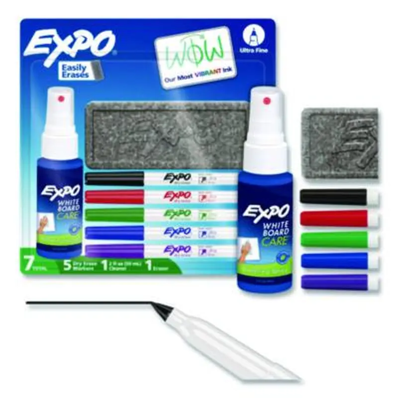 Low-Odor Dry Erase Marker Starter Set, Extra-Fine Bullet Tip, Assorted Colors, 5/Set - Board Markers | EXPO