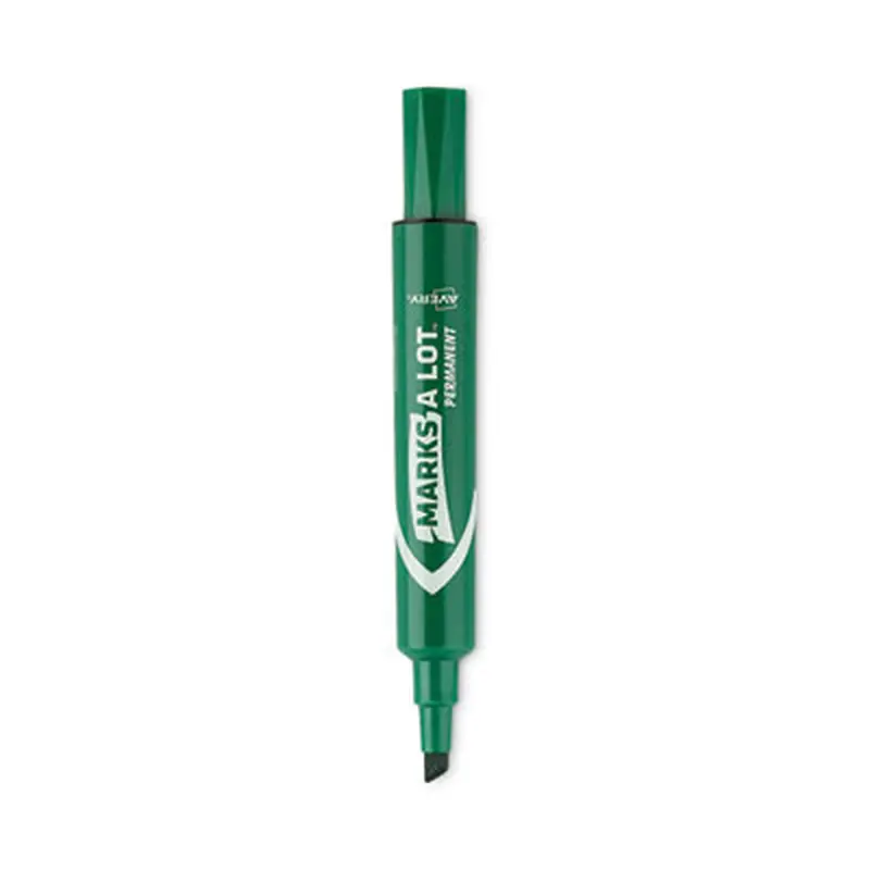 MARKS A LOT Large Desk-Style Permanent Marker, Broad Chisel Tip, Green, Dozen (8885) - Markers | Avery