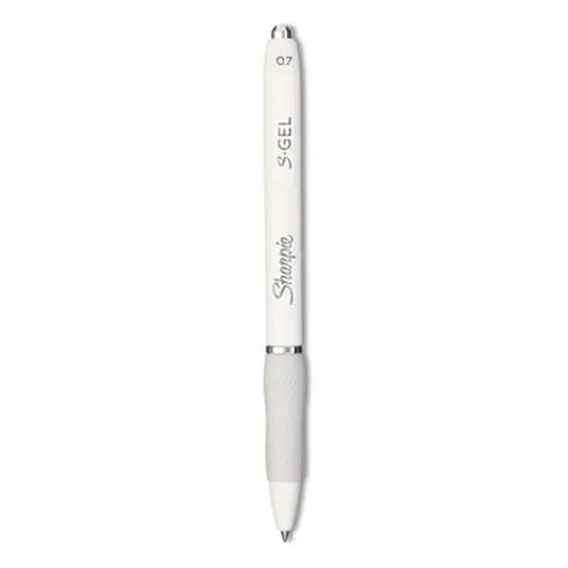 S-Gel Fashion Barrel Gel Pen, Retractable, Medium 0.7 mm, Black Ink, Pearl White Barrel, Dozen - Pens | Sharpie S-Gel