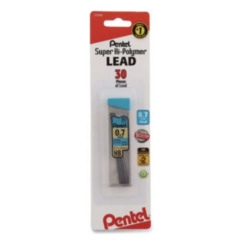 Super Hi-Polymer Lead Refills, 0.7 mm, HB, Black, 30/Tube - Pencil Lead | Pentel