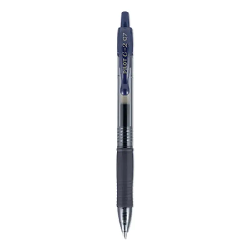 G2 Premium Gel Pen, Retractable, Fine 0.7 mm, Navy Blue Ink, Smoke/Blue Barrel, Dozen - Pens | Pilot
