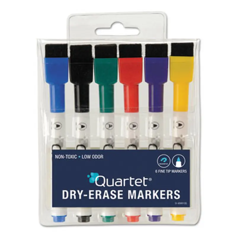 Low-Odor ReWritables Dry Erase Mini-Marker Set, Fine Bullet Tip, Assorted Classic Colors, 6/Set - Board Markers | Quartet
