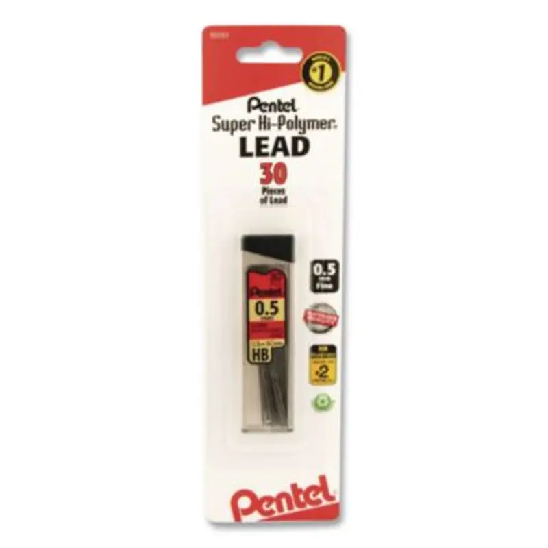 Super Hi-Polymer Lead Refill Value Pack, 0.5 mm; 0.7 mm, HB, Black, 30/Tube, 6 Tubes/Pack - Pencil Lead | Pentel