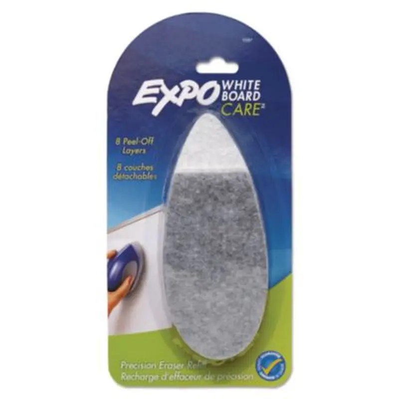 White Board CARE Dry Erase Precision Eraser Refill, Eight Peel-Off Layers, 6" x 2.25" x 0.5", Charcoal - Board Erasers | EXPO
