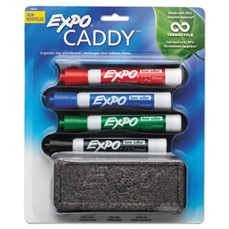 Whiteboard Caddy Set, Broad Chisel Tip, Assorted Colors, 4/Set - Board Markers | EXPO