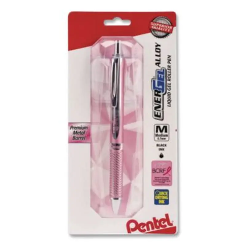 EnerGel Alloy RT Gel Pen, Retractable, Medium 0.7 mm, Black Ink, Pink Barrel - Pens | Pentel