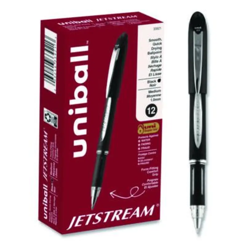 Jetstream Hybrid Gel Pen, Stick, Bold 1 mm, Black Ink, Black/Silver Barrel - Pens | uniball