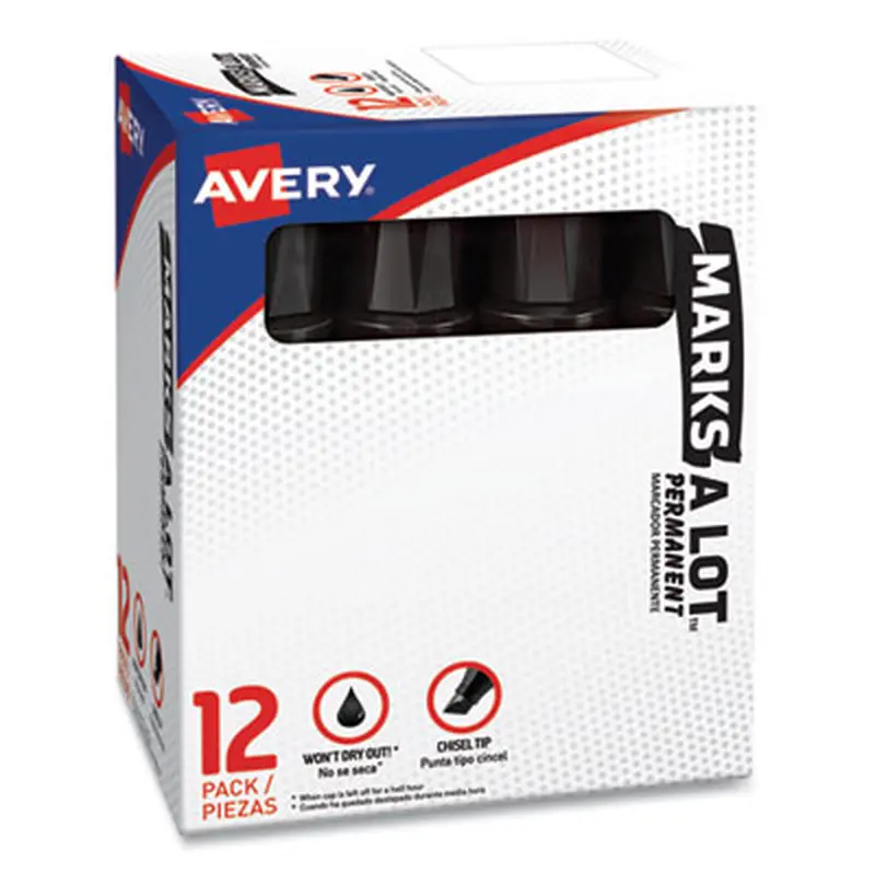 MARKS A LOT Extra-Large Desk-Style Permanent Marker, Extra-Broad Chisel Tip, Black (24148) - Markers | Avery