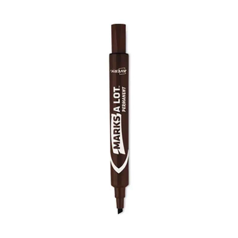 MARKS A LOT Large Desk-Style Permanent Marker, Broad Chisel Tip, Brown, Dozen (8881) - Markers | Avery
